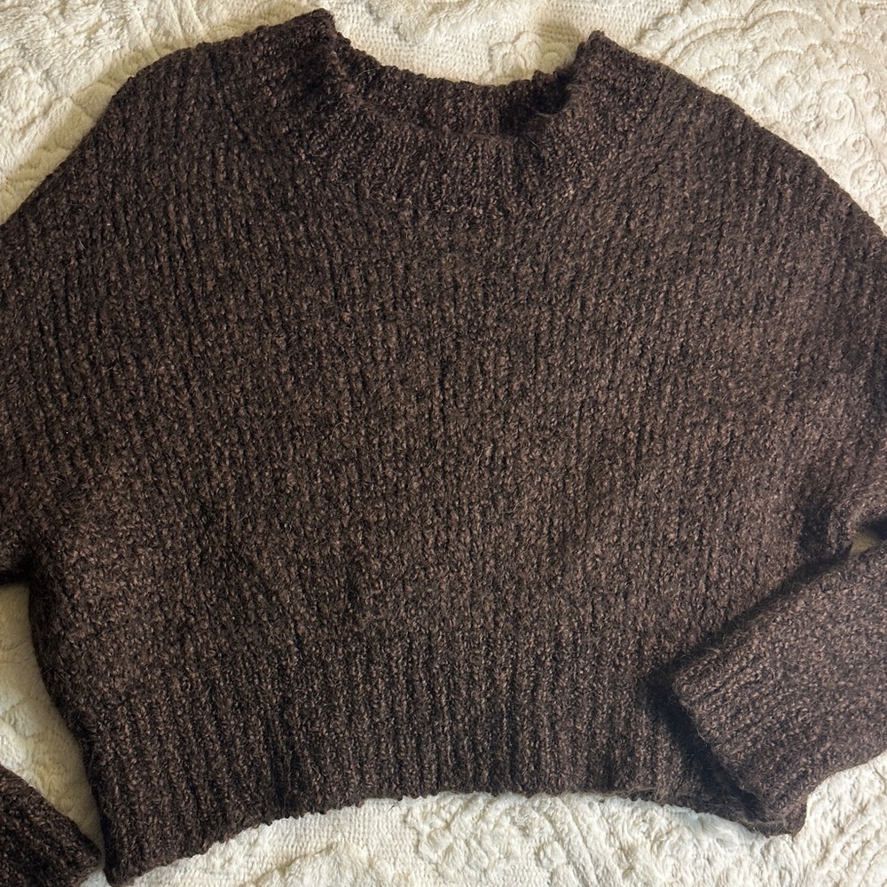Banana Republic Dark Brown Alpaca/wool blend pullover Knit Sweater semi cropped